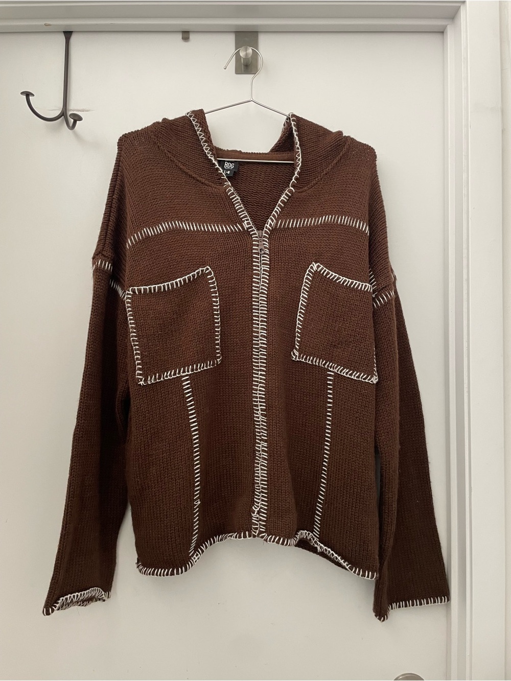 Urban Outfitters Brown Hooded Knit Sweater
